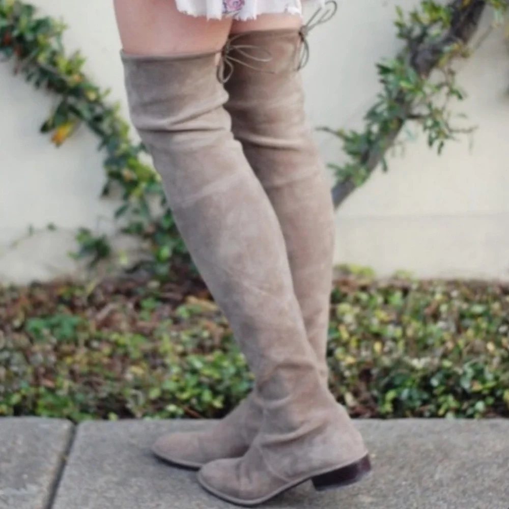 Stuart Weitzman‎ Lowland Suede Over-the-Knee Boots in Taupe Size 7.5